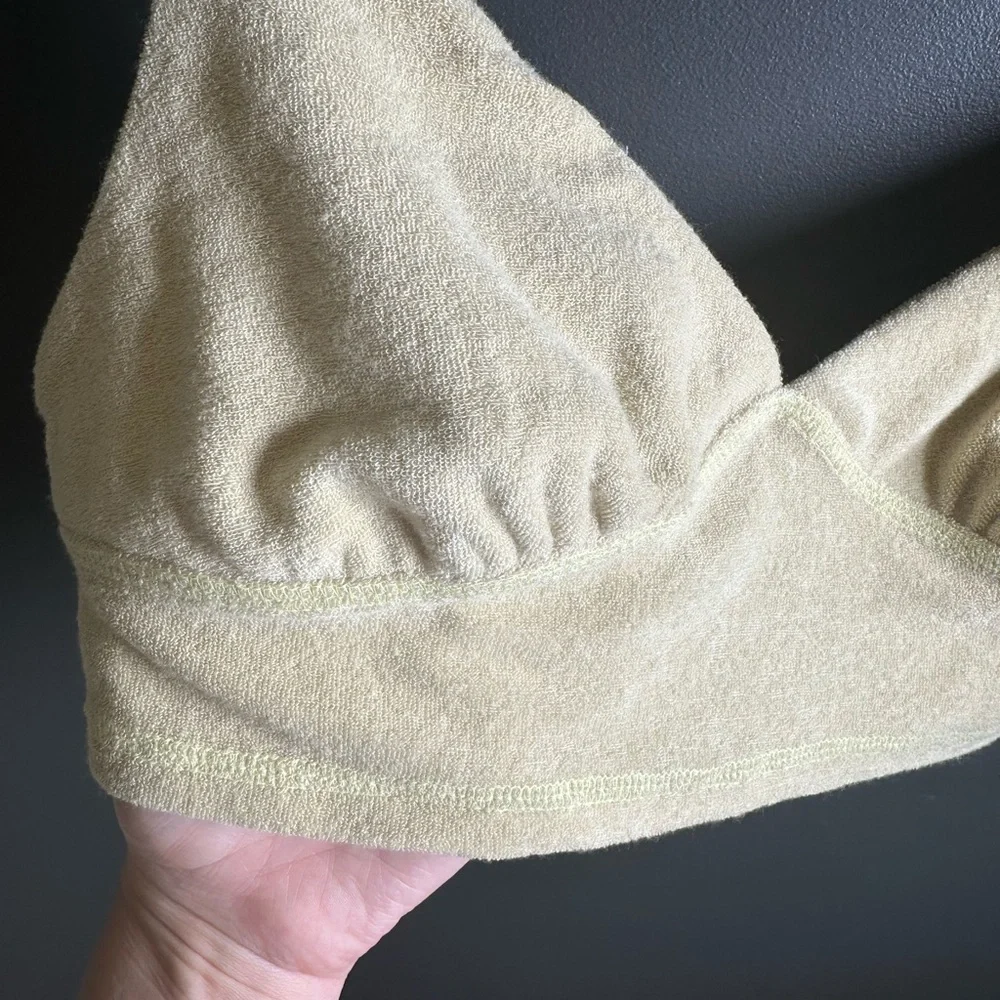 Free People | Terry Cloth Bralette | Green / Yellow color‎ Bra | NWOT - Picture 3 of 5